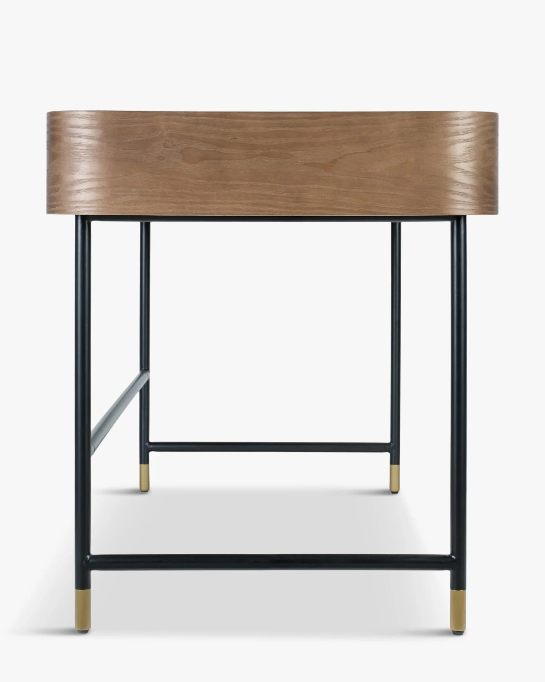 Bureau, Bois de frêne teinte noyer, métal noir & doré, L160 Jeffrey