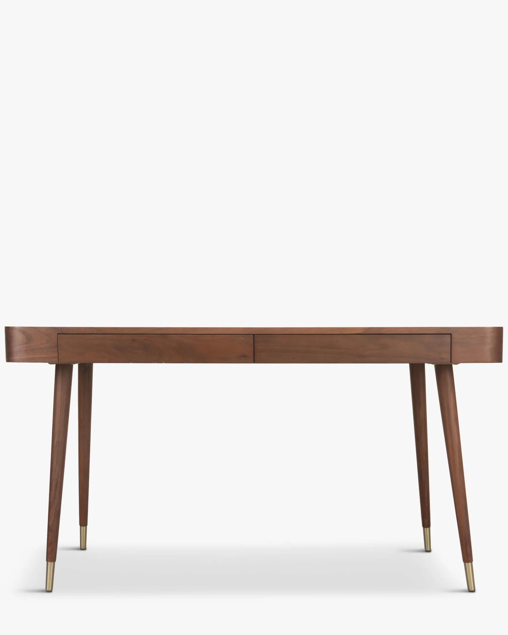 Bureau, Bois noyer & métal doré, L140 Vinyle