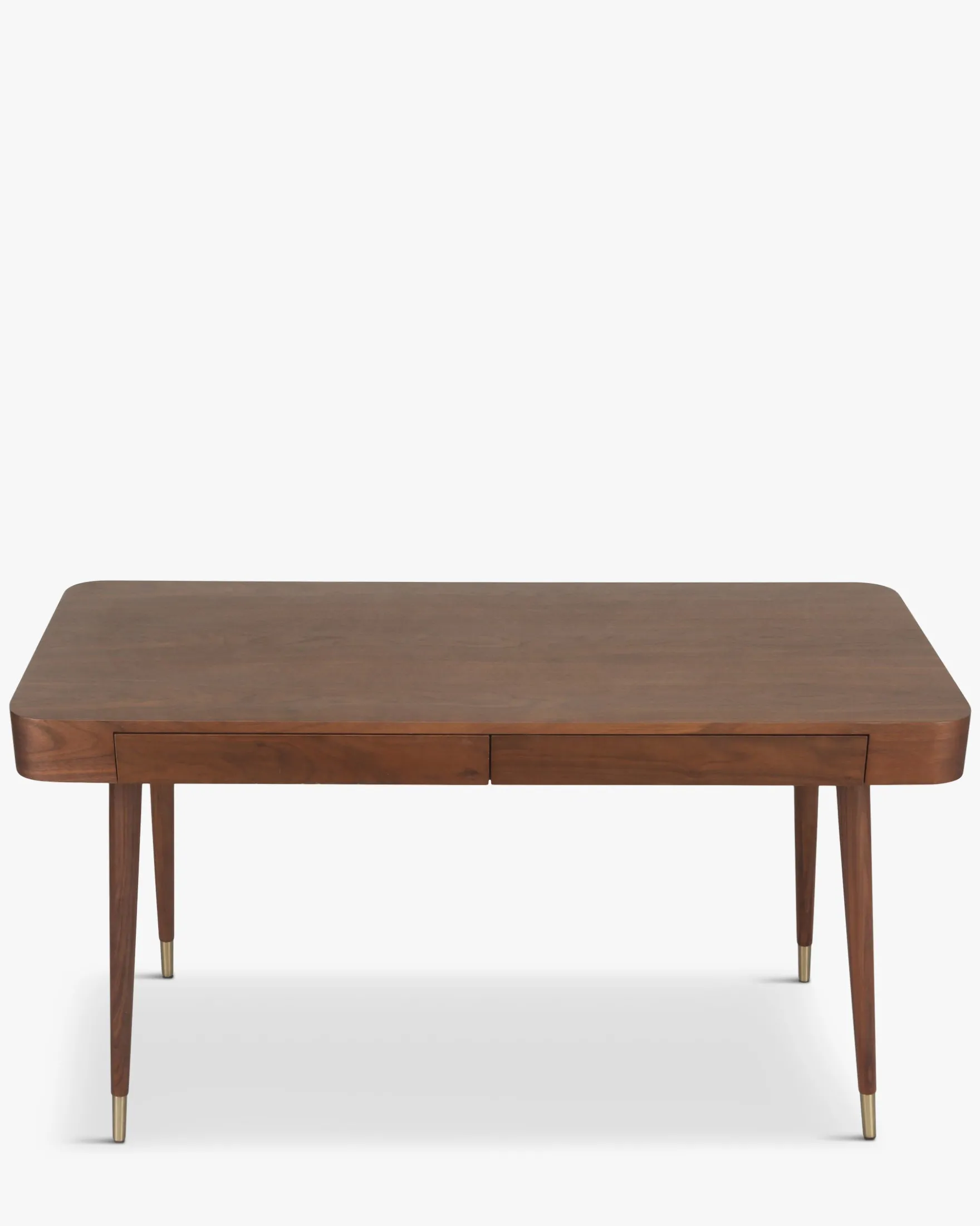 Bureau, Bois noyer & métal doré, L140 Vinyle
