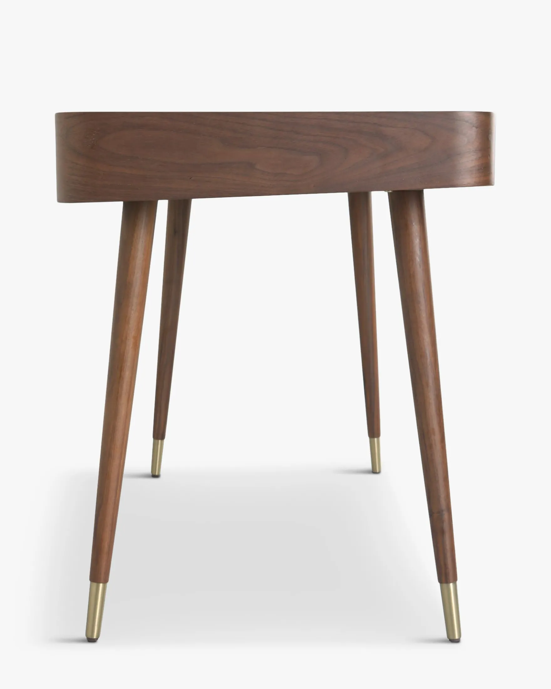 Bureau, Bois noyer & métal doré, L140 Vinyle