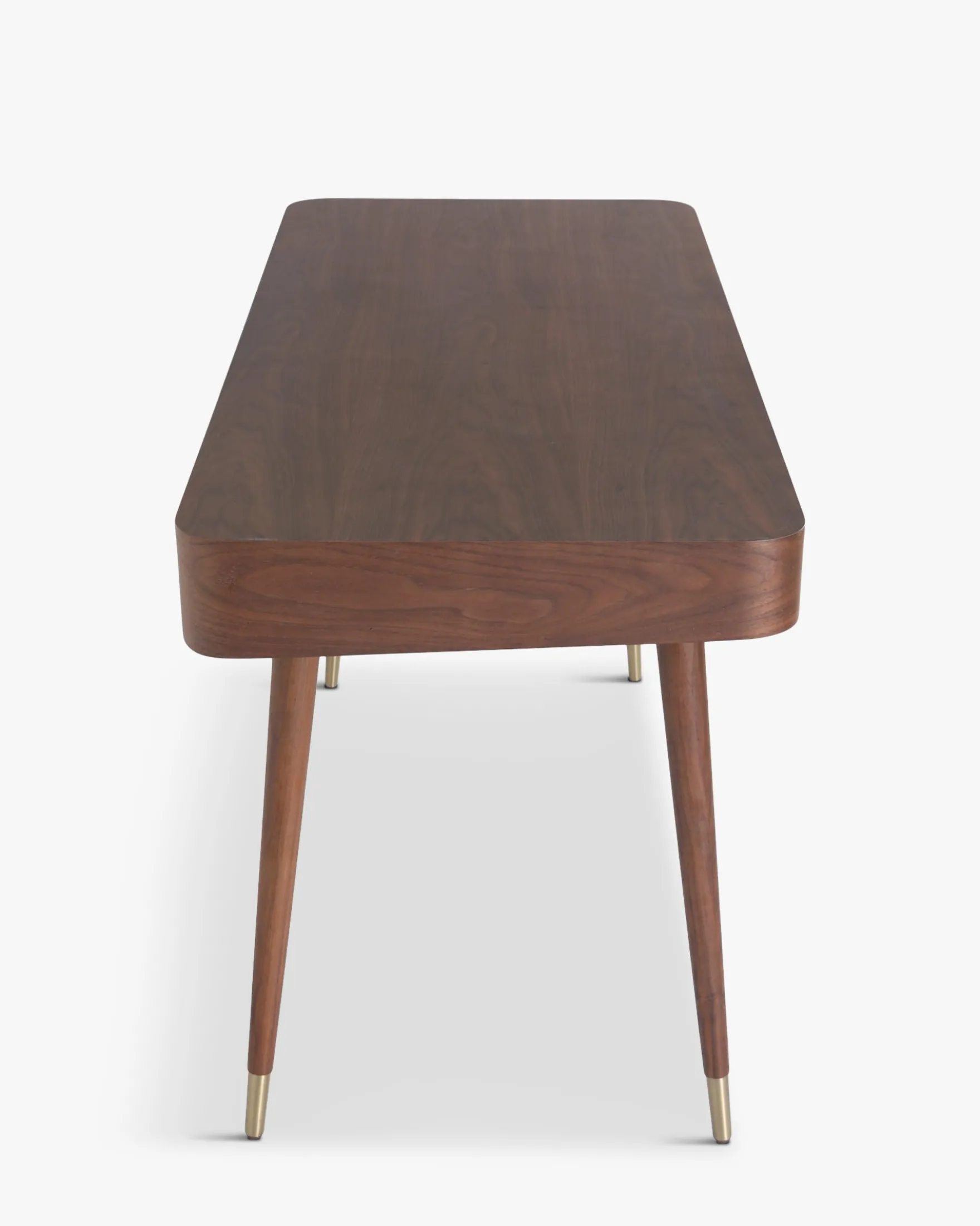 Bureau, Bois noyer & métal doré, L140 Vinyle