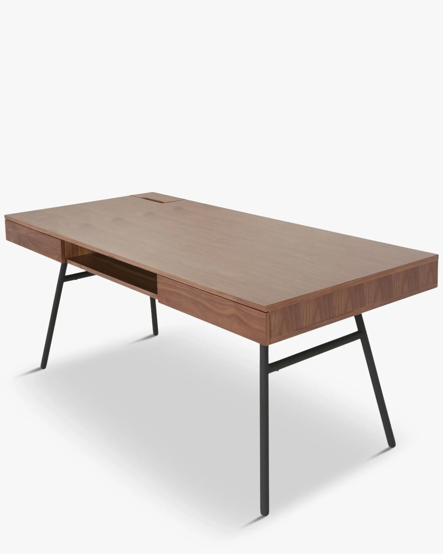 Bureau, Bois noyer & métal noir, L160 Solomon