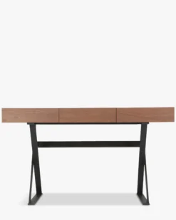 Bureau, Bois noyer & métal noir, L140 Tuxedo