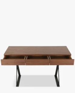 Bureau, Bois noyer & métal noir, L140 Tuxedo