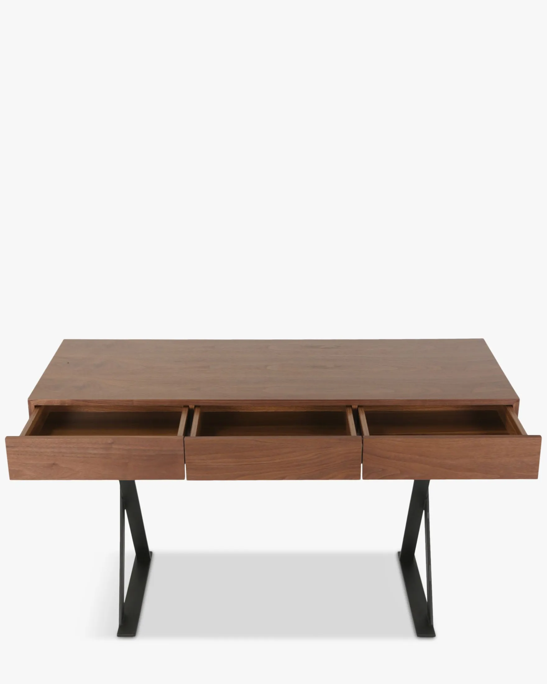 Bureau, Bois noyer & métal noir, L140 Tuxedo