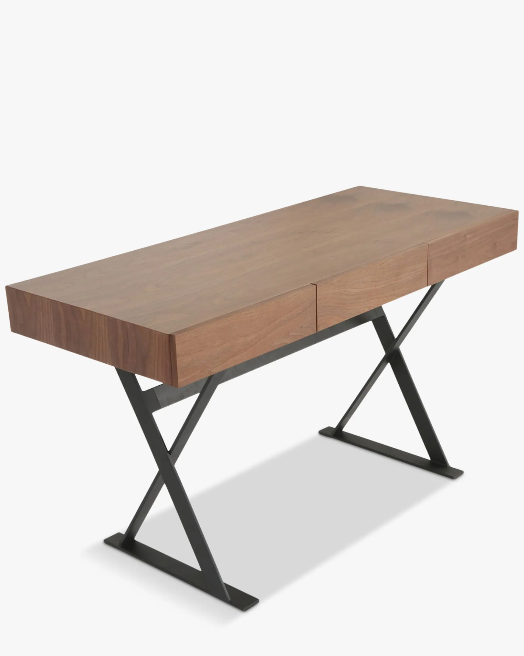 Bureau, Bois noyer & métal noir, L140 Tuxedo