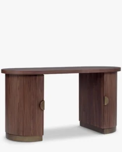 Bureau, Bois teinté noyer & Bronze, L145 Karola