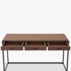 Bureau ou console, Bois de noyer & métal noir, L140 Bruce