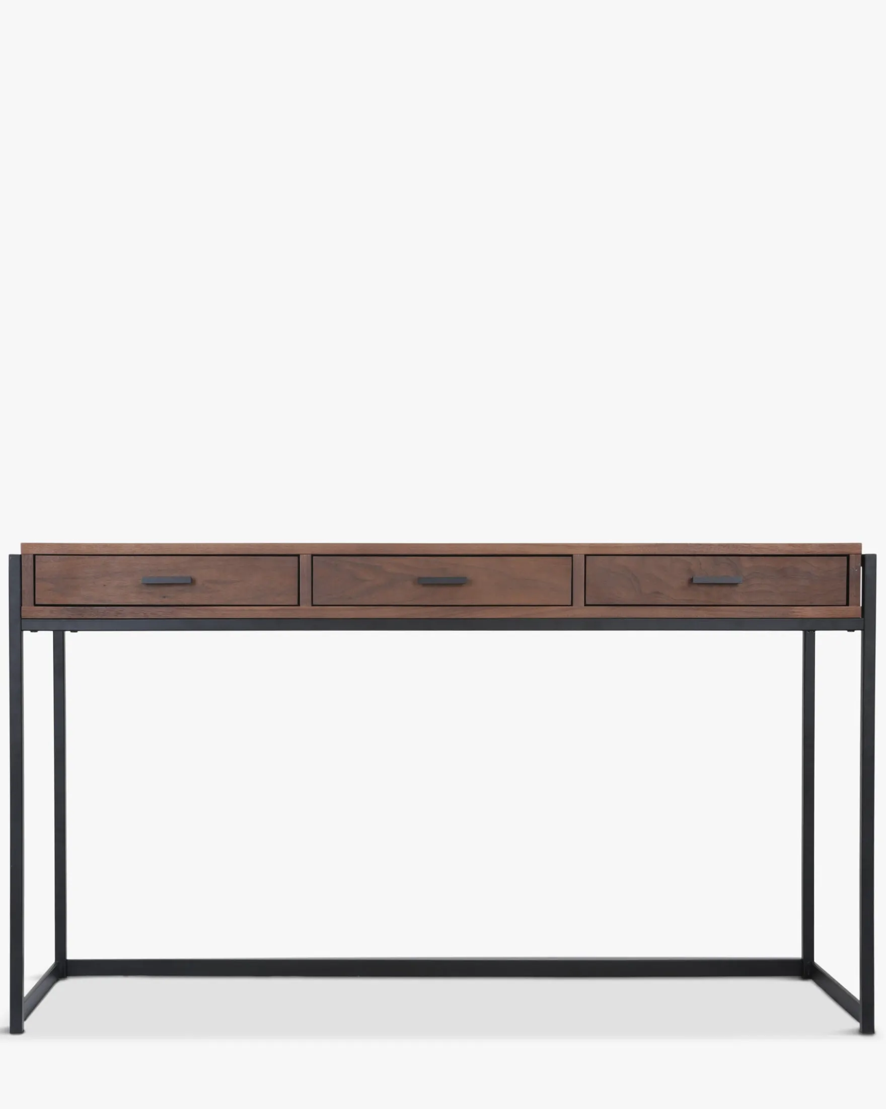 Bureau ou console, Bois de noyer & métal noir, L140 Bruce