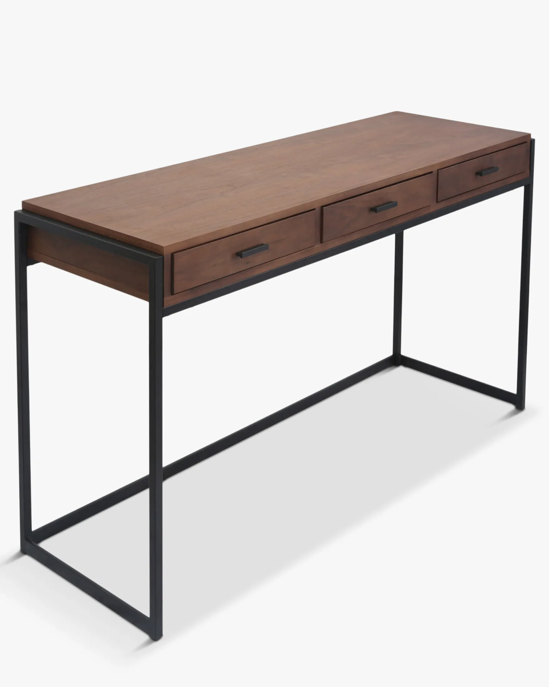 Bureau ou console, Bois de noyer & métal noir, L140 Bruce