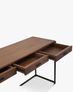 Bureau ou console, Bois de noyer & métal noir, L140 Bruce