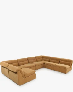 Canapé angle double modulable, Marron sienne déperlant Pulp