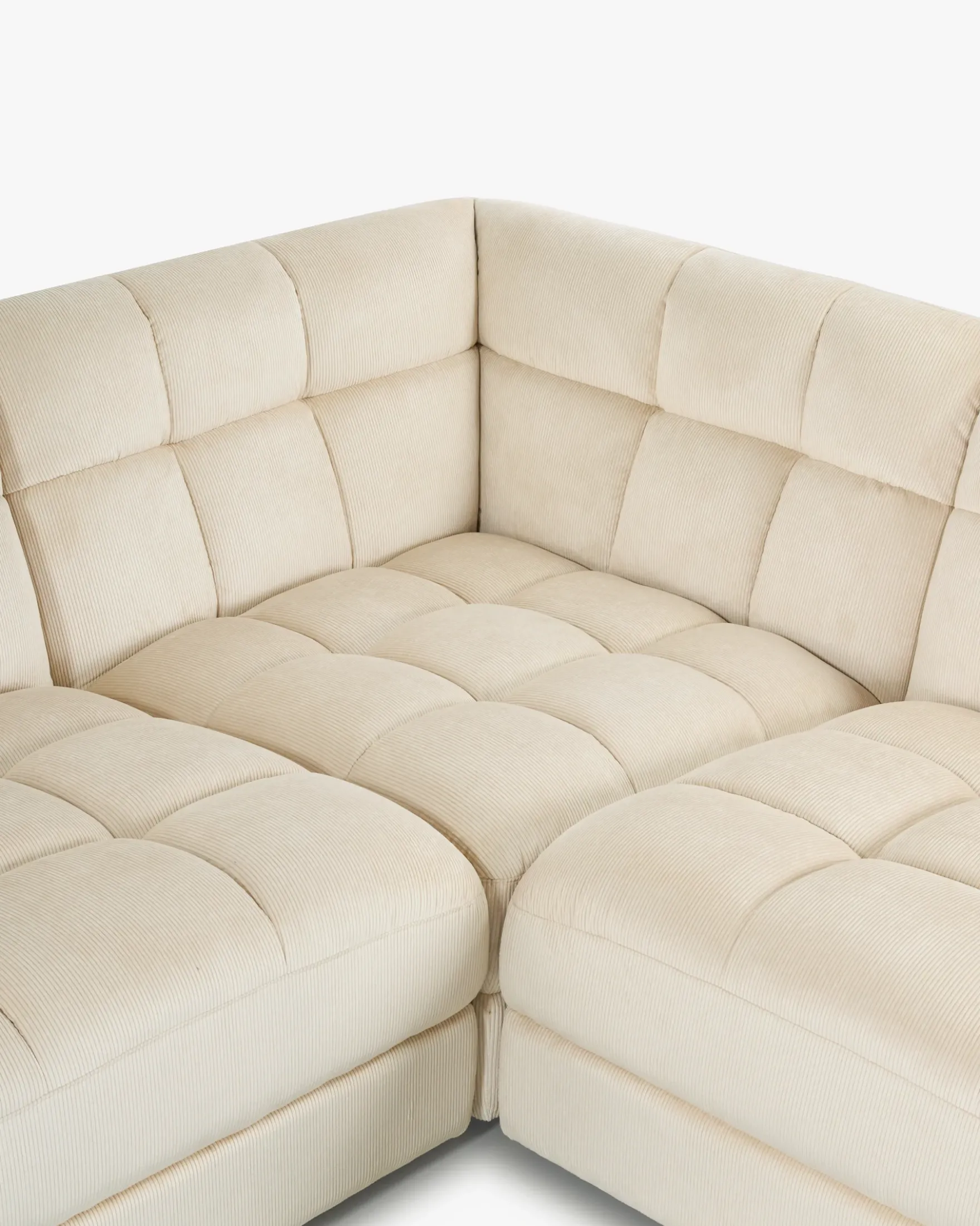 Canapé d'angle double modulable, Velours beige pampa anti-tâches, L382 Paul