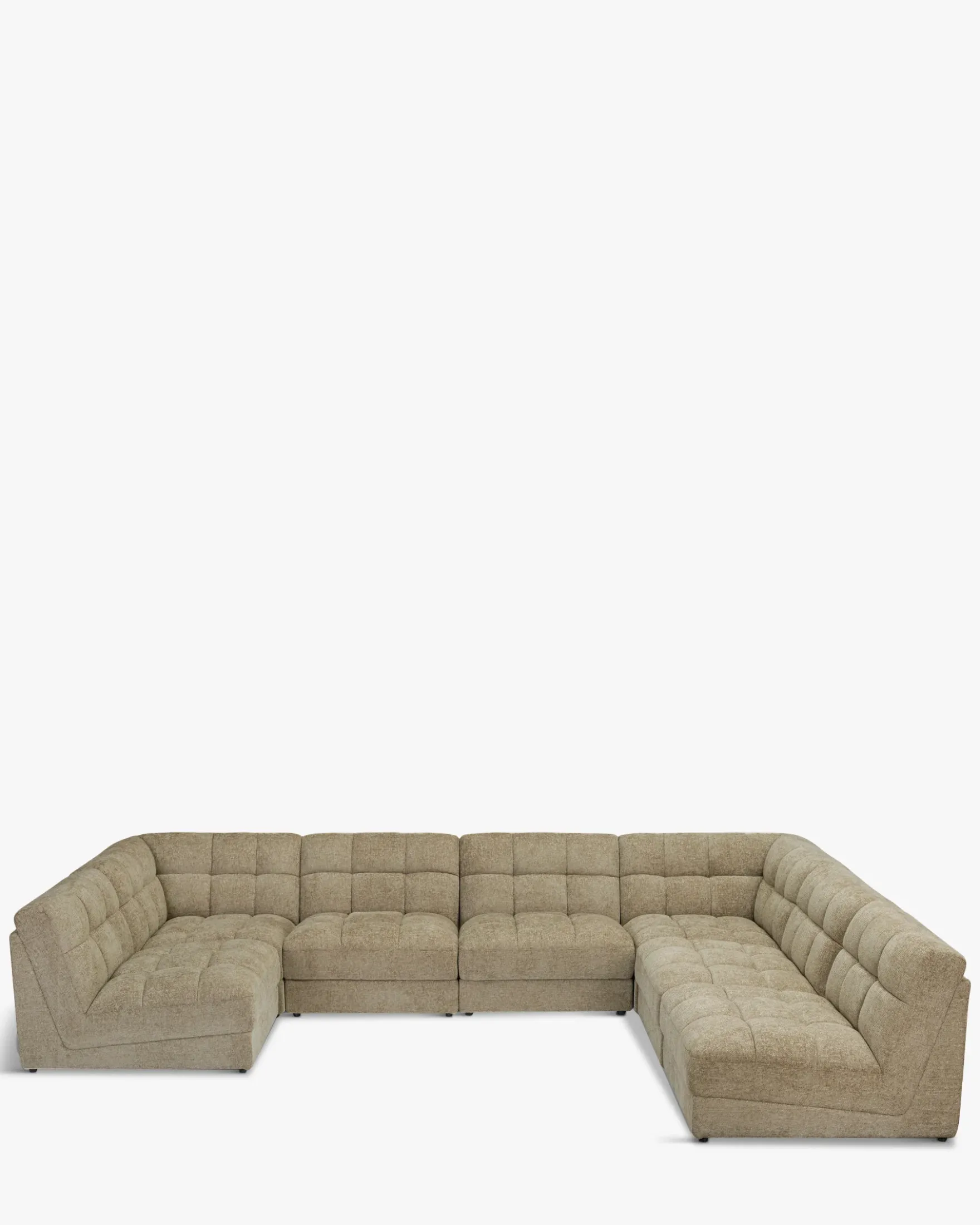Canapé d'angle double modulable, Tweed taupe, L382 Paul