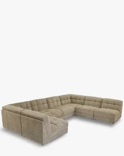 Canapé d'angle double modulable, Tweed taupe, L382 Paul