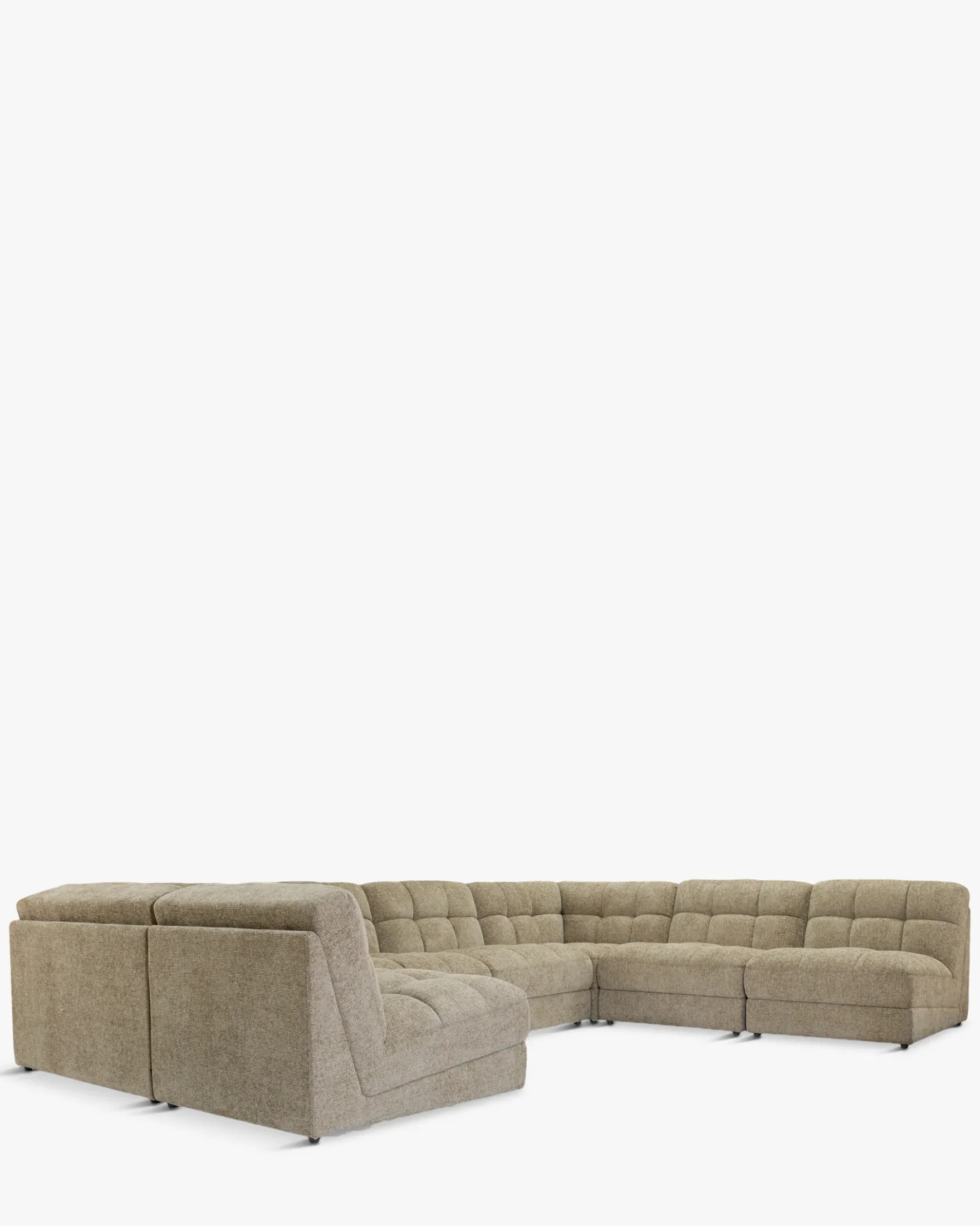 Canapé d'angle double modulable, Tweed taupe, L382 Paul
