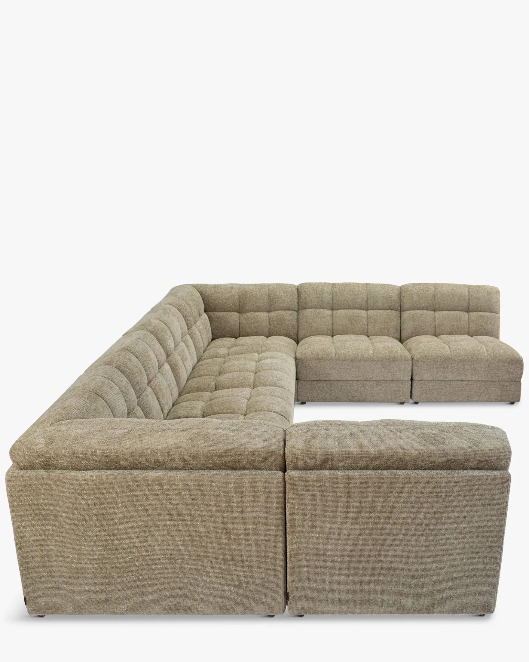 Canapé d'angle double modulable, Tweed taupe, L382 Paul