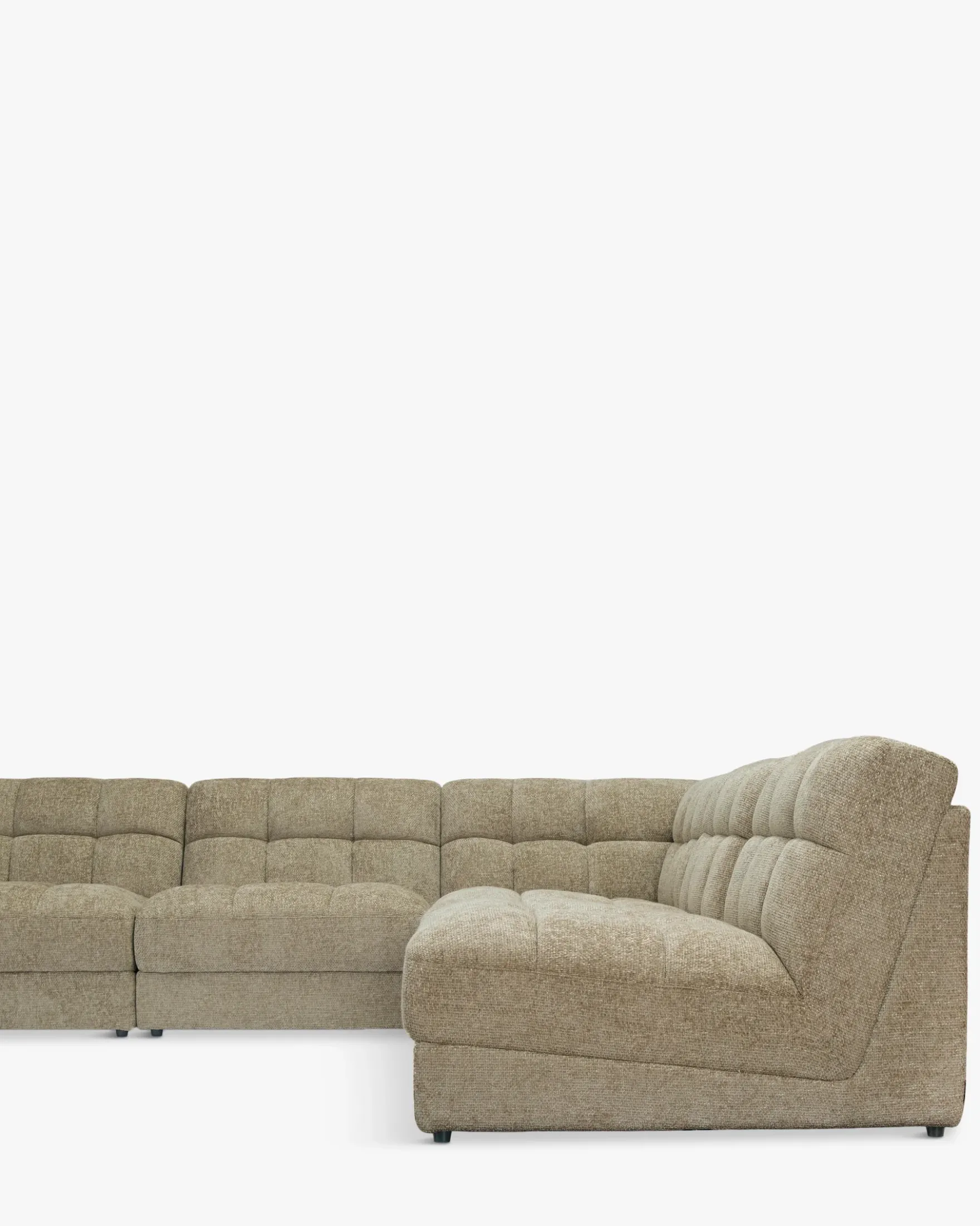 Canapé d'angle double modulable, Tweed taupe, L382 Paul