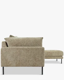 Canapé d'angle droit, Tweed taupe & métal noir, L286 Ethan