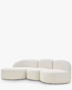 Canapé d'angle gauche, Bouclé blanc latte, L264 Todd
