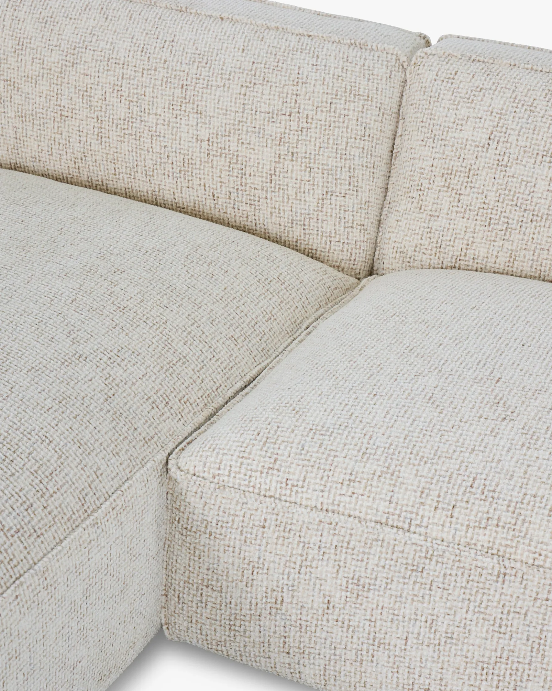 Canapé d'angle gauche, Tweed beige moucheté, L260 Auster