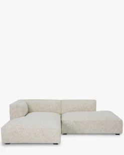 Canapé d'angle gauche, Tweed beige moucheté, L260 Auster