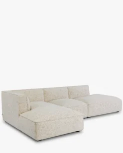 Canapé d'angle gauche, Tweed beige moucheté, L300 Auster