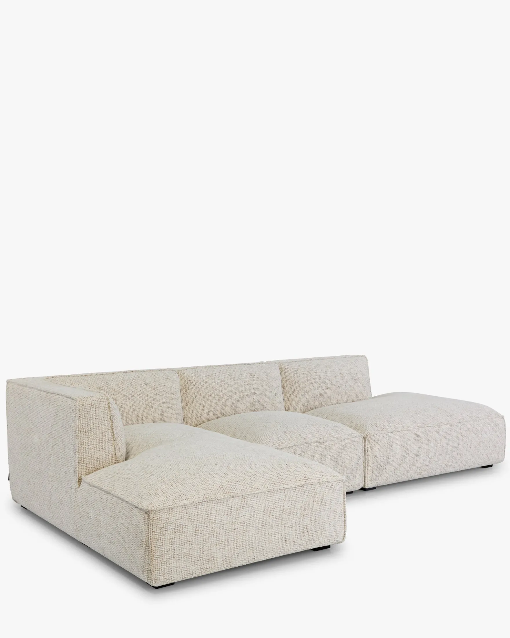 Canapé d'angle gauche, Tweed beige moucheté, L300 Auster