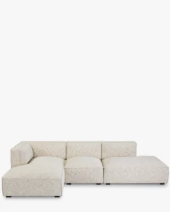 Canapé d'angle gauche, Tweed beige moucheté, L300 Auster