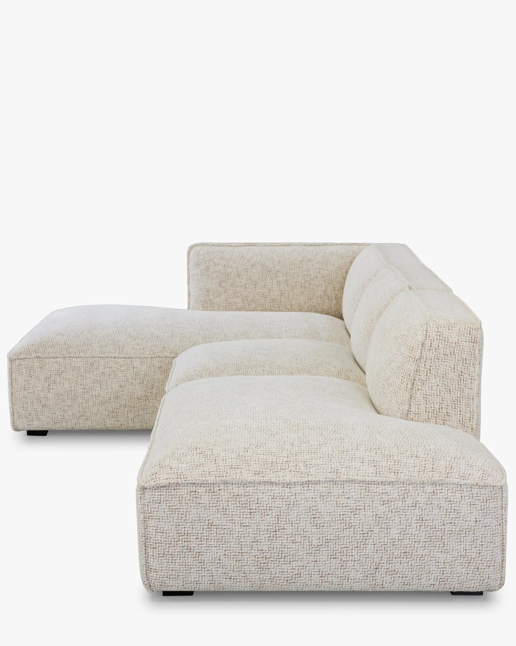 Canapé d'angle gauche, Tweed beige moucheté, L300 Auster