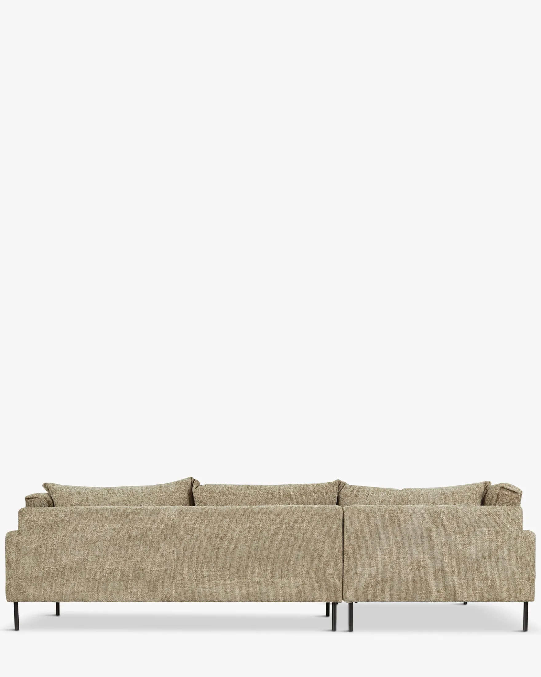Canapé d'angle gauche, Tweed taupe & métal noir, L286 Ethan