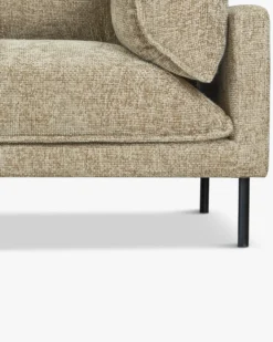 Canapé d'angle gauche, Tweed taupe & métal noir, L286 Ethan