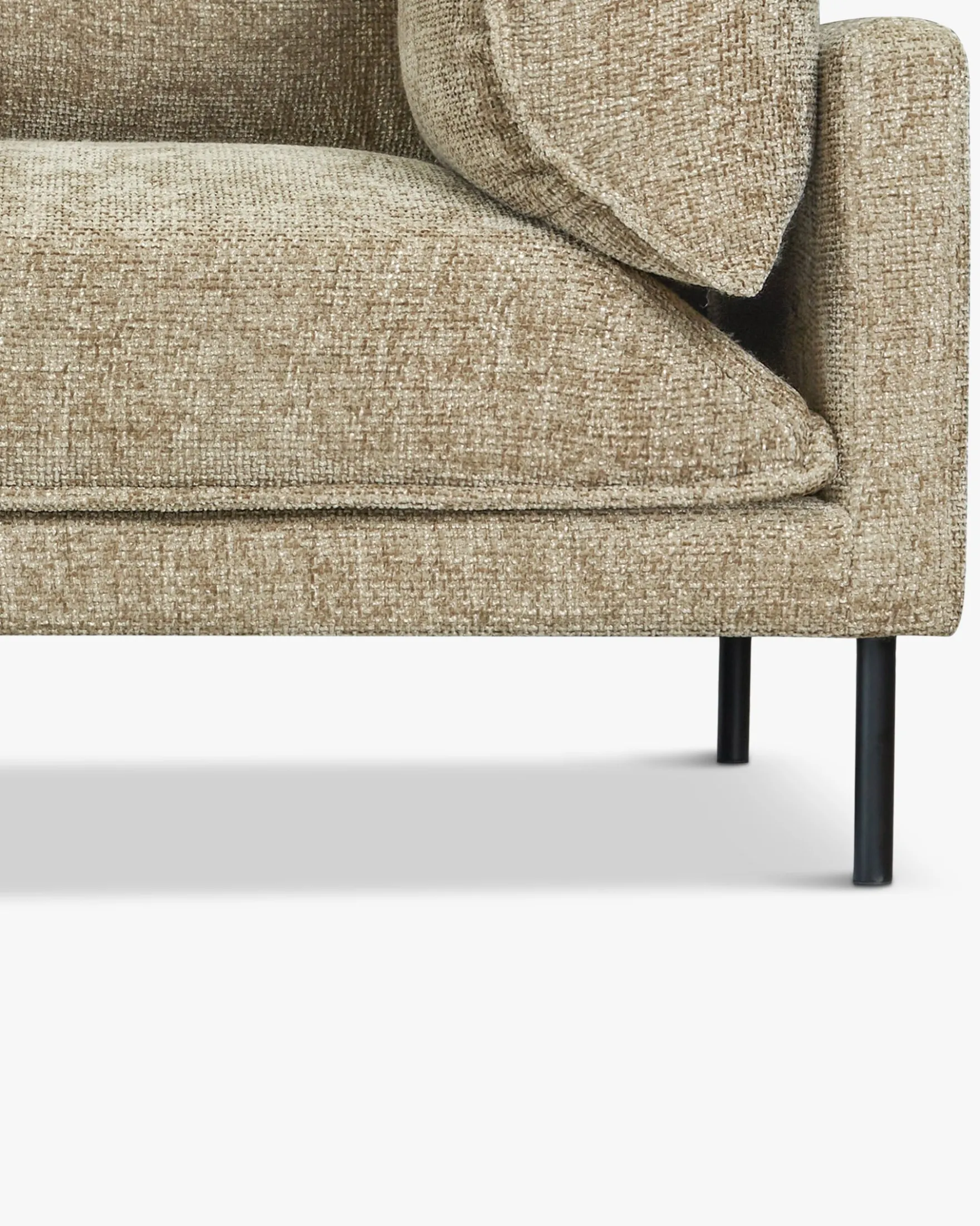 Canapé d'angle gauche, Tweed taupe & métal noir, L286 Ethan