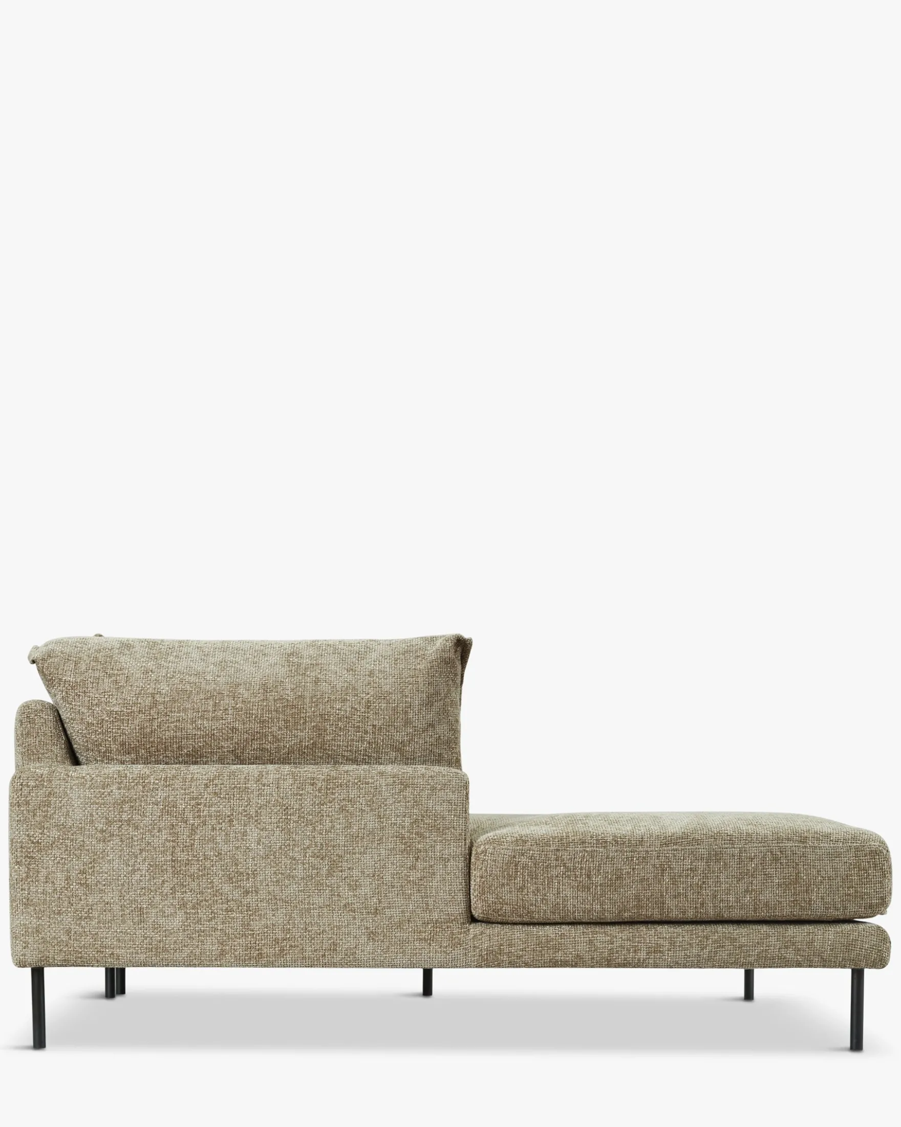 Canapé d'angle gauche, Tweed taupe & métal noir, L286 Ethan