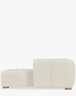 Canapé d'angle modulable, Blanc avoine bouclé Belize