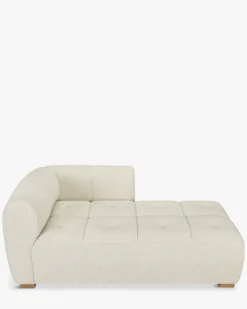 Canapé d'angle modulable, Blanc avoine bouclé Belize