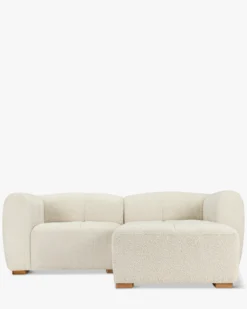 Canapé d'angle modulable, Blanc avoine bouclé Belize