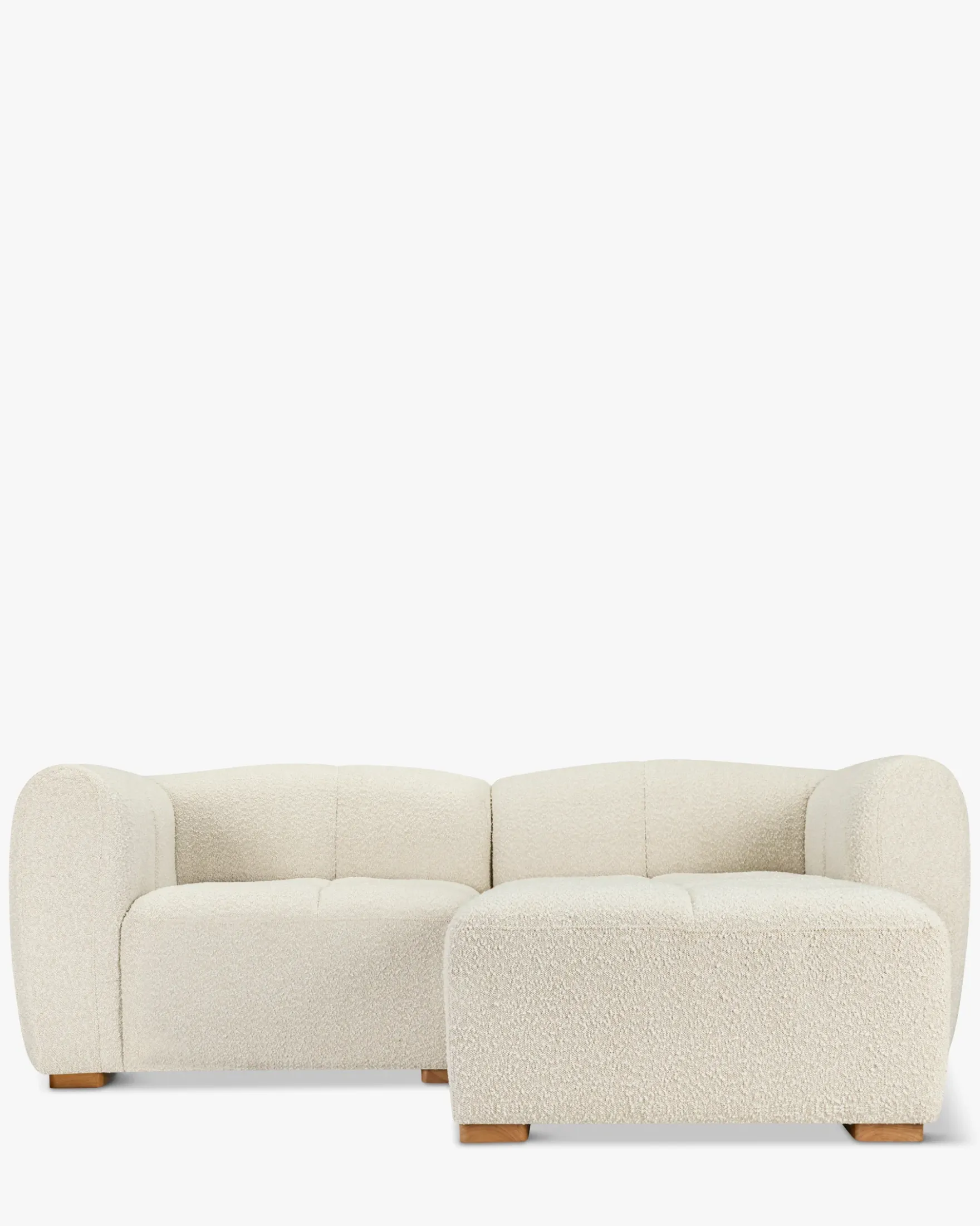 Canapé d'angle modulable, Blanc avoine bouclé Belize