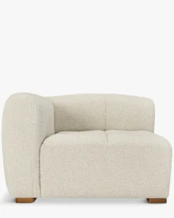 Canapé d'angle modulable, Blanc avoine bouclé Belize