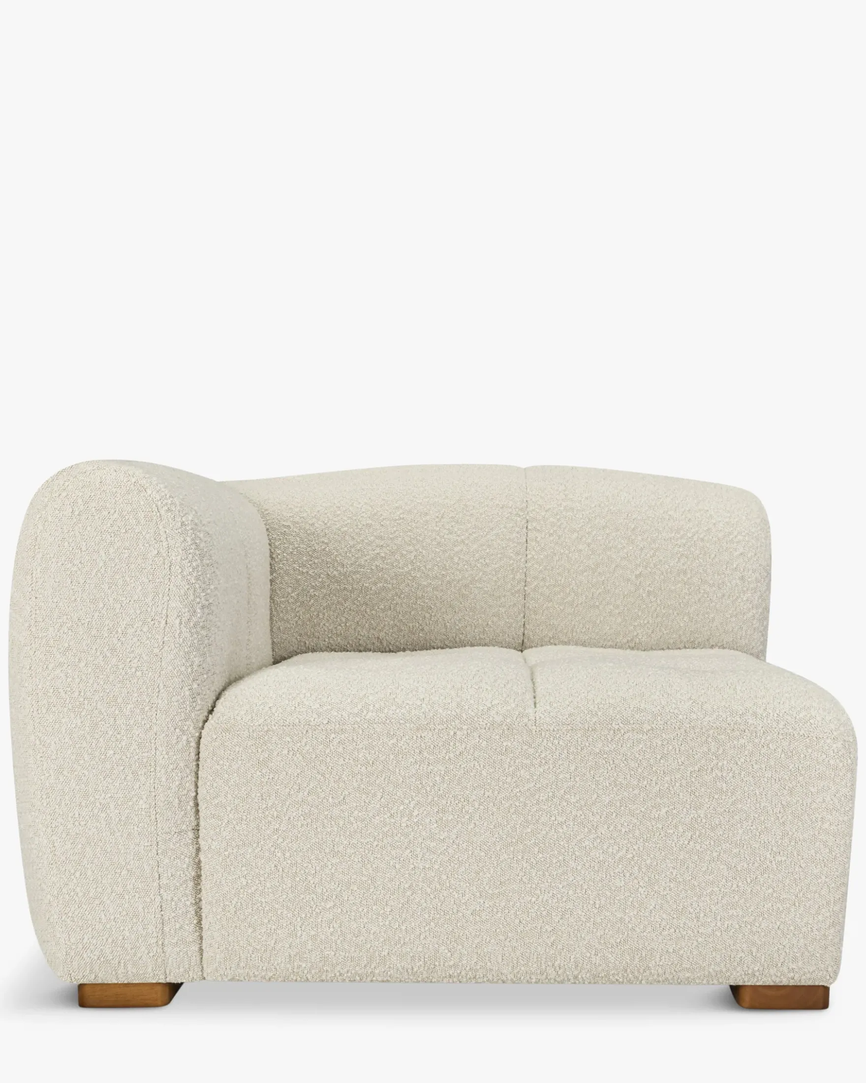Canapé d'angle modulable, Blanc avoine bouclé Belize