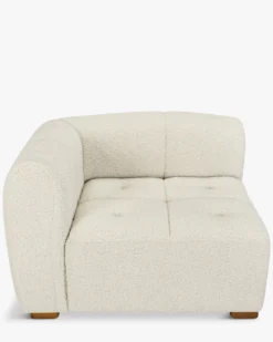 Canapé d'angle modulable, Blanc avoine bouclé Belize