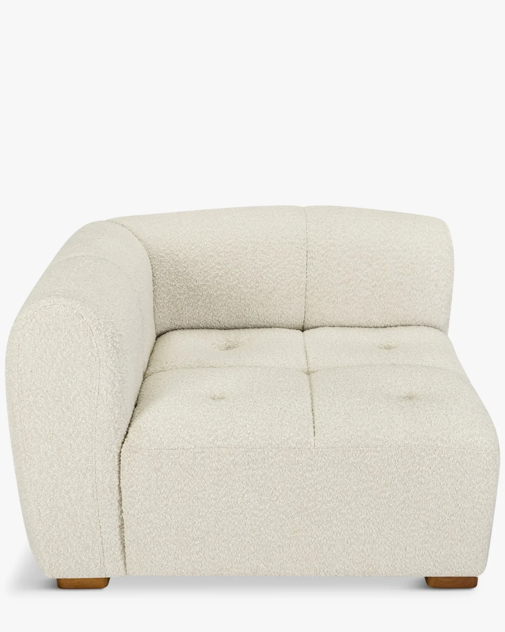 Canapé d'angle modulable, Blanc avoine bouclé Belize