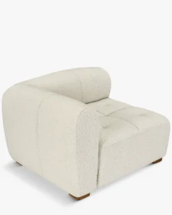 Canapé d'angle modulable, Blanc avoine bouclé Belize