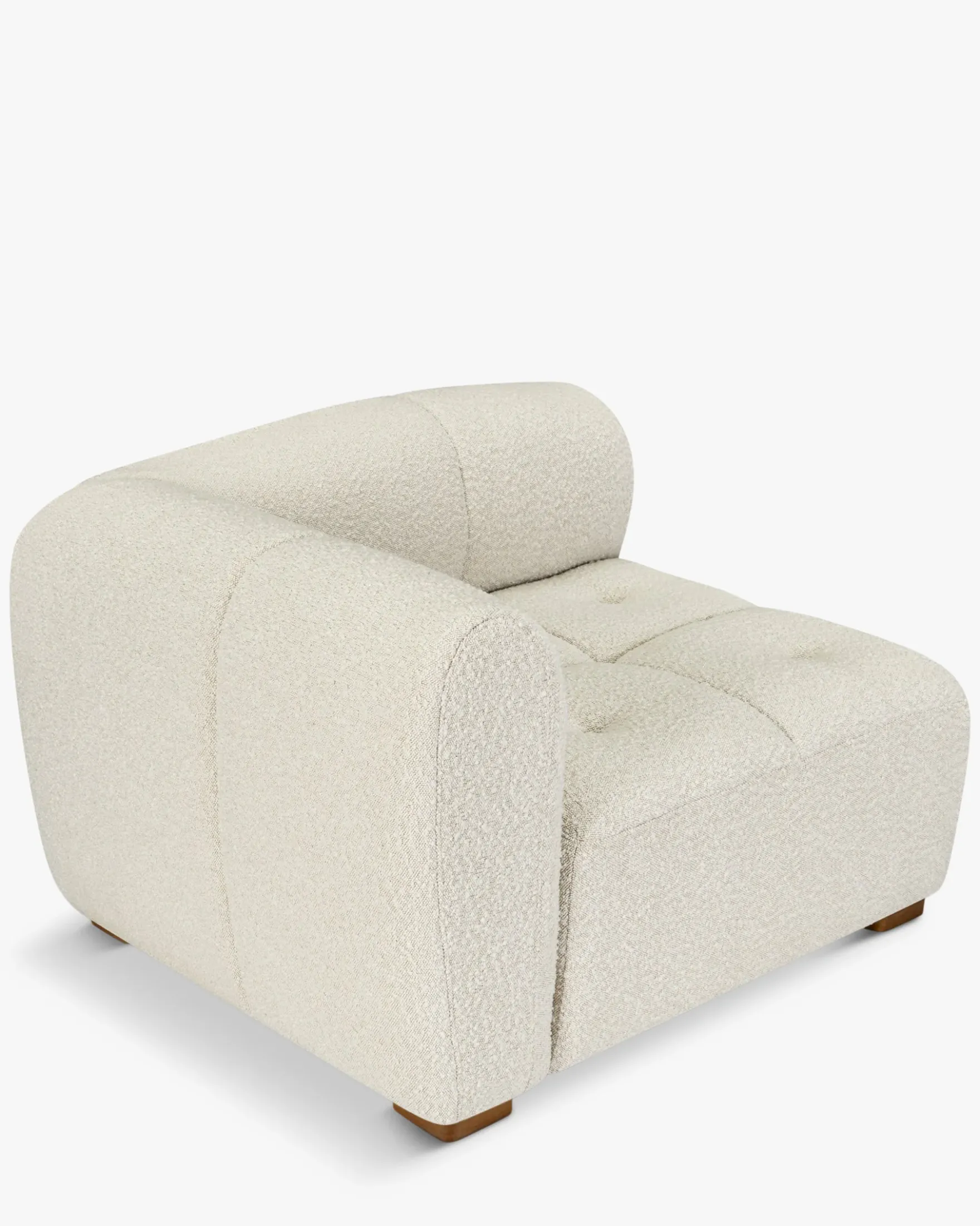 Canapé d'angle modulable, Blanc avoine bouclé Belize