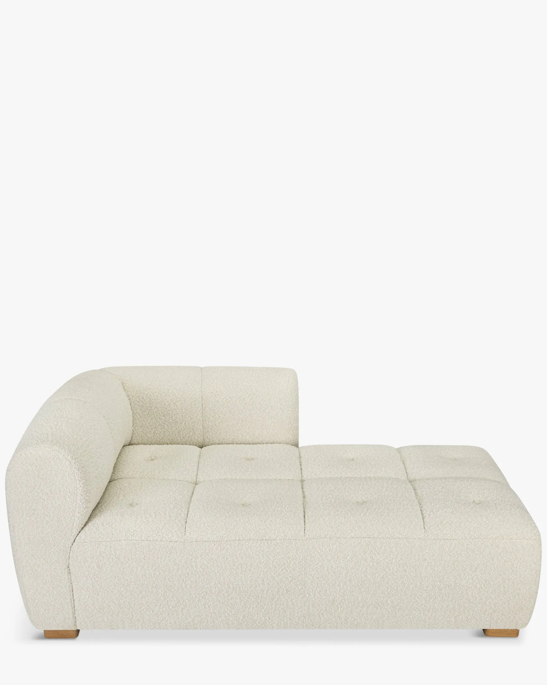 Canapé d'angle modulable, Blanc avoine bouclé Belize