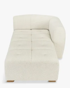 Canapé d'angle modulable, Blanc avoine bouclé Belize
