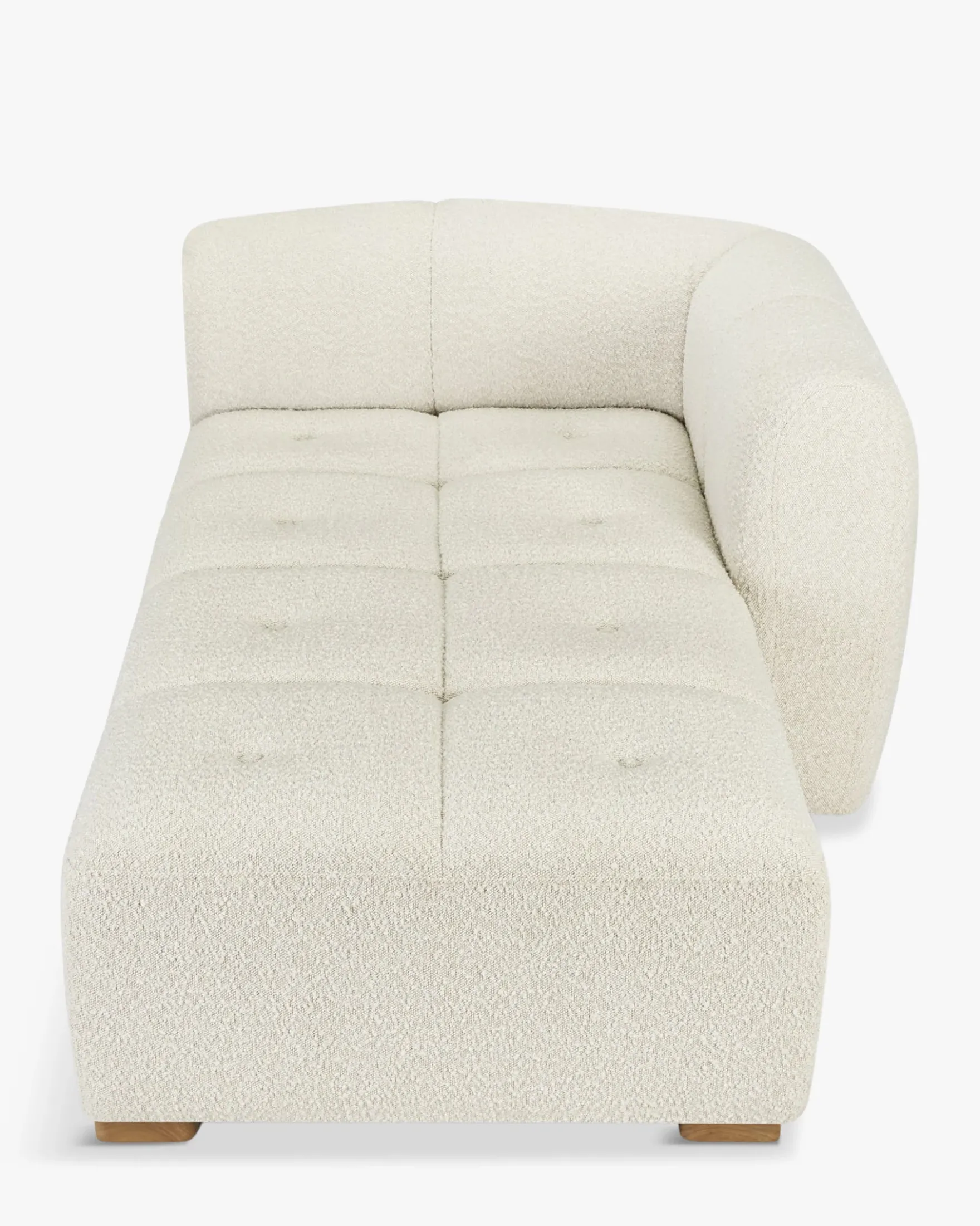 Canapé d'angle modulable, Blanc avoine bouclé Belize
