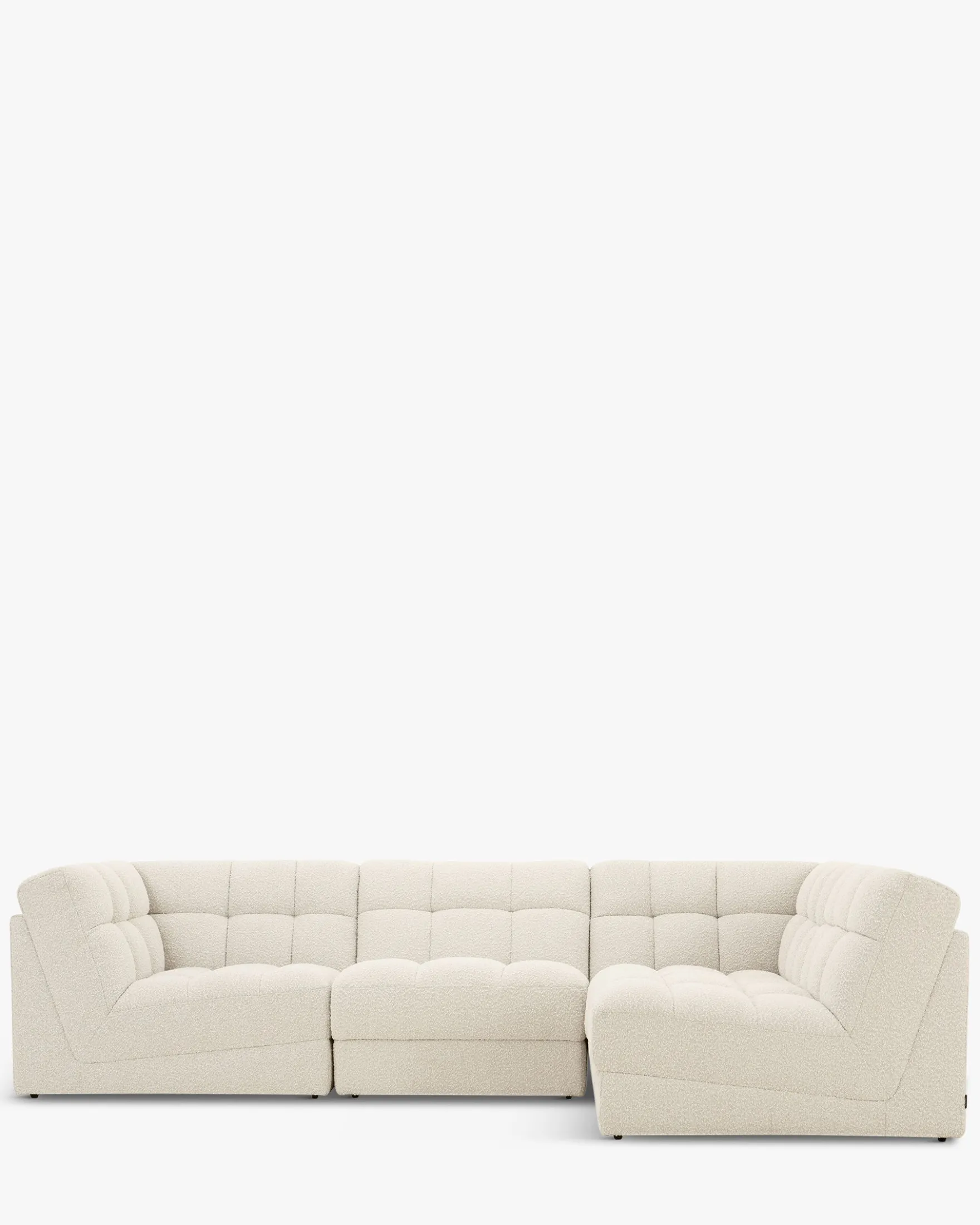 Canapé d'angle modulable, Blanc avoine bouclé, L296 Paul