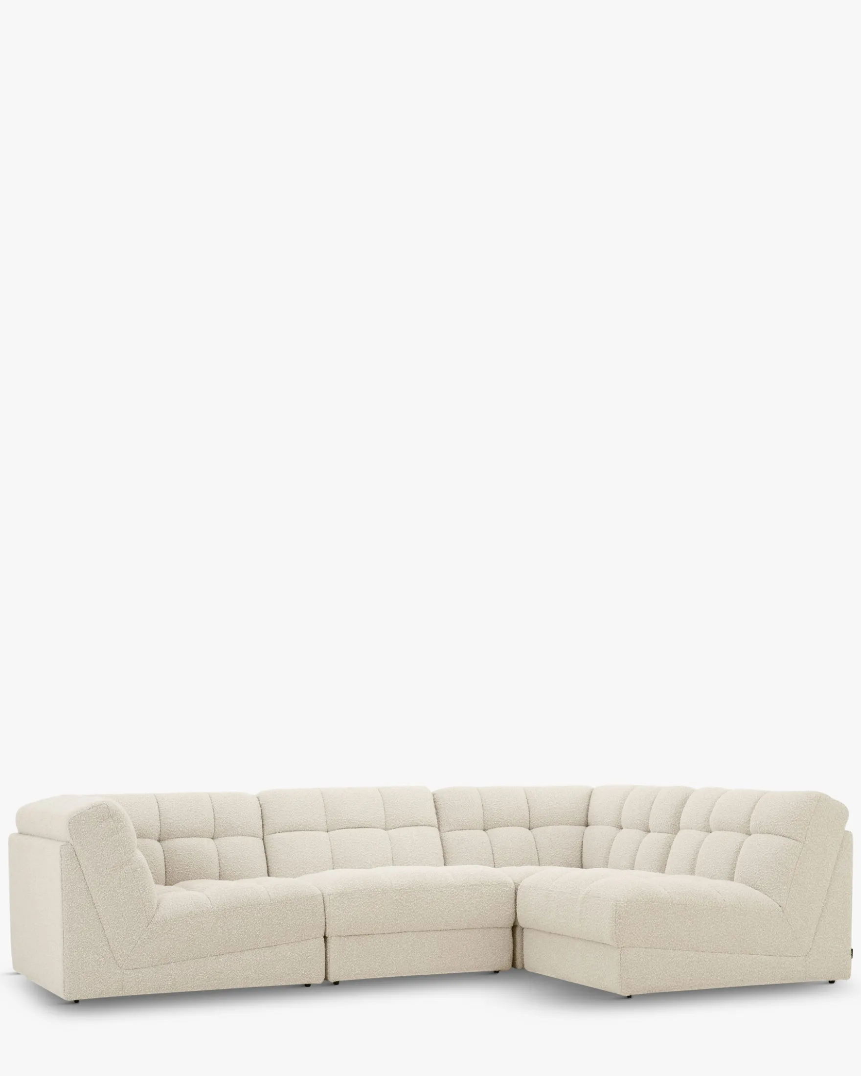 Canapé d'angle modulable, Blanc avoine bouclé, L296 Paul