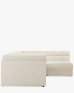 Canapé d'angle modulable, Blanc avoine bouclé, L296 Paul